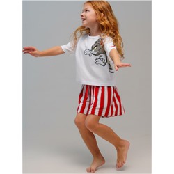 Комплект трикотажный для девочек: фуфайка (футболка), шорты