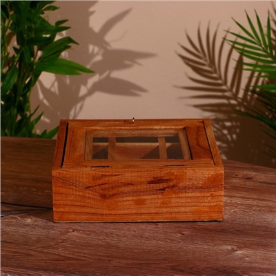 Коробка для чайных пакетиков, 24×24×8 см, дерево джампинис