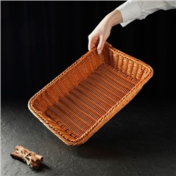 Корзинка для фруктов и хлеба Доляна «Капучино», пластик, плетёная, 34×24×7 см, коричневая
