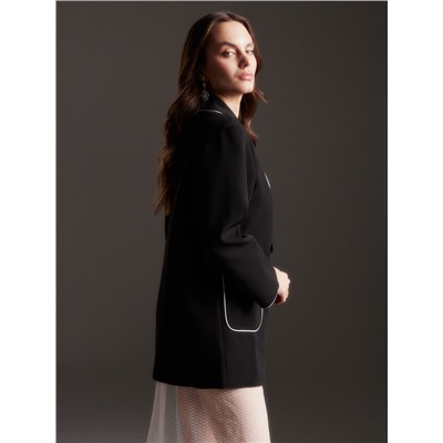 Пиджак женский с кантом MINAKU: Casual Collection, чёрный, размер 44