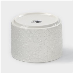 Банка для хранения сыпучих продуктов BellaTenero «Листья», 330 мл, d=10 см, с бамбуковой крышкой, фарфоровая, цвет белый