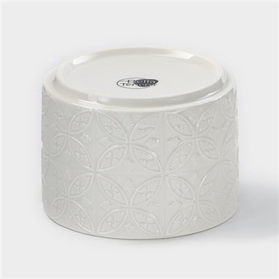 Банка для хранения сыпучих продуктов BellaTenero «Листья», 330 мл, d=10 см, с бамбуковой крышкой, фарфоровая, цвет белый