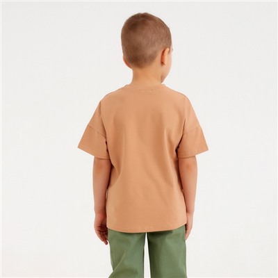 Футболка детская однотонная MINAKU: Basic line, песочная, рост 128 см