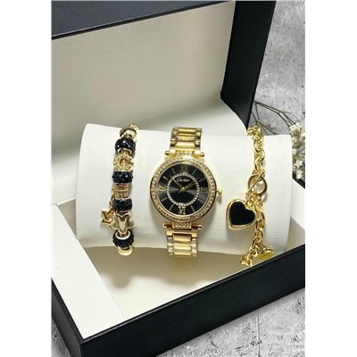 Подарочный набор для женщин часы, 2 браслета + коробка #22853039