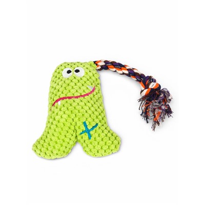 Мягкая игрушка для собак «Монстрик с канатом», 23 см, с пищалкой, зелёная