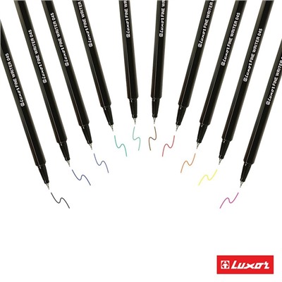 Набор ручек капиллярных 10 цветов Luxor, Fine Writer 045, 0.8 мм, европодвес