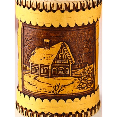 Туес шитый «Домики», банка для хранения, береста