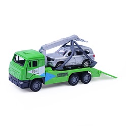 Машина металл KAMAZ Эвакуатор 12 см, (дв., подв. дет., инер.+машина 7,5 см,) в коробке