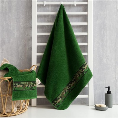 Полотенце махровое Love Life «Милитари» 70×130 см, 100% хлопок, 360 г/м², зелёное