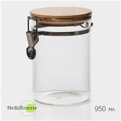 Банка для сыпучих BellaTenero «Эко», 950 мл, 10×15 см, с бугельным замком, стекло, прозрачная