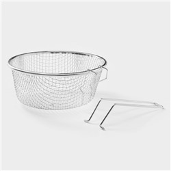 Фритюрница Доляна, d=18 см, съёмная ручка, цвет серебристый