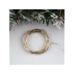 Гирлянда «Нить» 5 м роса, IP20, серебристая нить, 50 LED, 2 режима, батарейки AAх3 (не в комплекте), свечение белое