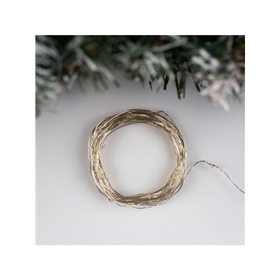 Гирлянда «Нить» 5 м роса, IP20, серебристая нить, 50 LED, 2 режима, батарейки AAх3 (не в комплекте), свечение белое