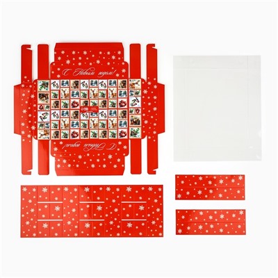 Коробка под 12 конфет с ячейками «Новогодние сюжеты», 14.5×18.5×3 см