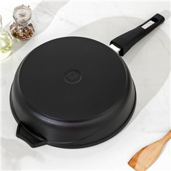Сковорода «Престиж», d=28 см, съёмная ручка, стеклянная крышка, антипригарное покрытие, цвет чёрный