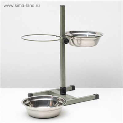 Подставка с мисками, 2×1.5 л, высота 50 см, разборная, зелёная