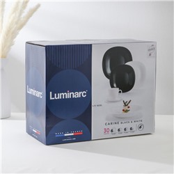 Сервиз столовый Luminarc Carine White&Black, 30 предметов, стеклокерамика, белый, чёрный