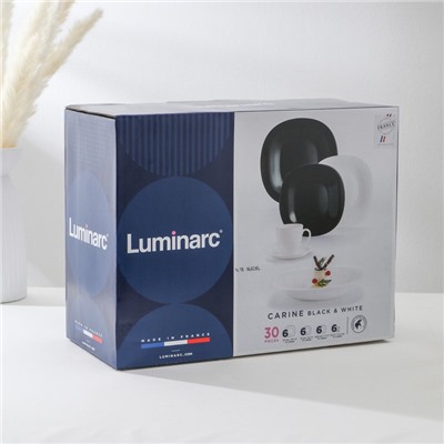 Сервиз столовый Luminarc Carine White&Black, 30 предметов, стеклокерамика, белый, чёрный