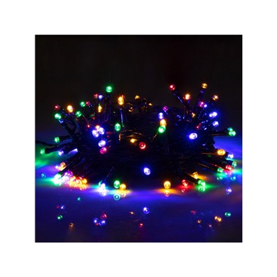 Гирлянда «Нить», 10 м, уличная, IP44, 100 LED, 2 режима, солнечная батарея, тёмная нить, свечение мульти