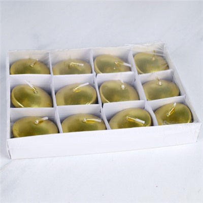 Свеча 12 штук плавающая время горения 4 ч / 3357R /уп 48/ микс (Золото)