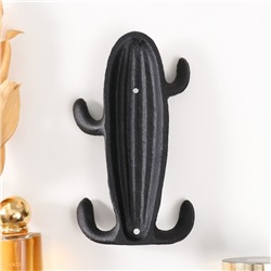 Крючки декоративные чугун «Кактус», ключница настенная, панно, 18×10.5×3.2 см
