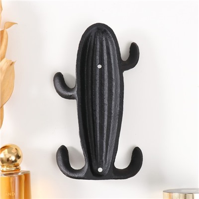 Крючки декоративные чугун «Кактус», ключница настенная, панно, 18×10.5×3.2 см