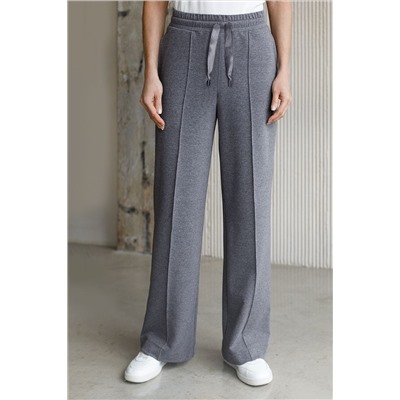 Прямые трикотажные брюки на резинке из футера двухнитки эластичные VILATTE, 1228114