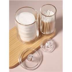 УЦЕНКА Органайзер для ватных палочек и дисков, с крышкой, 2 секции, 12.5×7.3×13.5 см, прозрачный