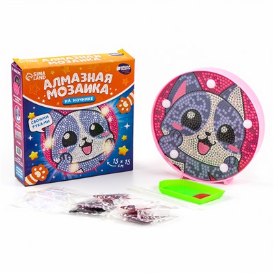 Ночник своими руками. Алмазная мозаика для детей на ночнике «Котик», 15×15 см, набор для творчества