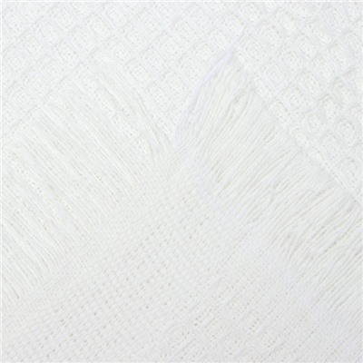 Плед с бахромой «Этель» Waffle, 130×180 см, молочный
