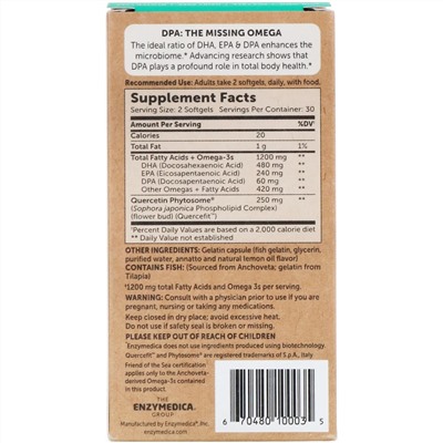 Enzymedica, Aqua Biome, Fish Oil + Sports Performance, Lemon Flavor, 1,200 mg, 60 Softgels