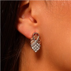 Серьги ювелирная бижутерия коллекция "Дубай", покрытие позолота, вставка: фианиты, цвет: прозрачный, арт.213.618