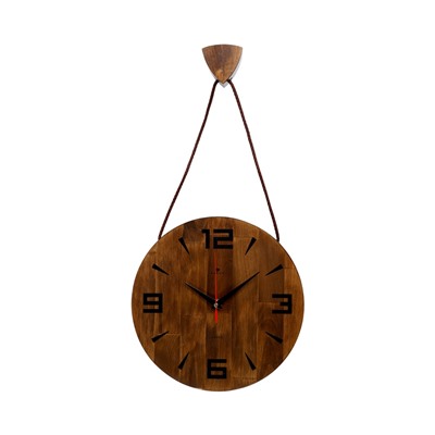 Часы настенные, интерьерные, бесшумные, d=30 см, дерево, коричневые