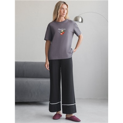 Футболка с принтом свободная эластичная из премиального хлопка