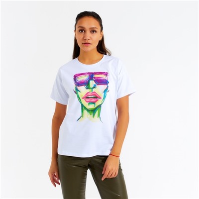 Футболка женская MINAKU Girl, белая, размер 46