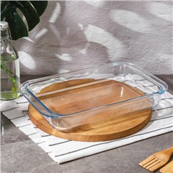 Форма для запекания и выпечки Доляна, 3 л, 39×24×6 см, жаропрочное стекло, прозрачная