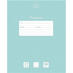 Тетрадь  12л  1 класс в две линии с частыми наклонными и доп. горизонтальной "NEWtone PASTEL Зеленый нефрит" (091753) 05059 Хатбер