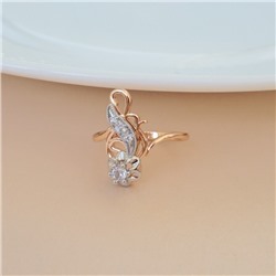 Кольцо 18 р ювелирная бижутерия коллекция "Дубай", покрытие позолота, вставка: фианиты, цвет: прозрачный, арт.314.942-18