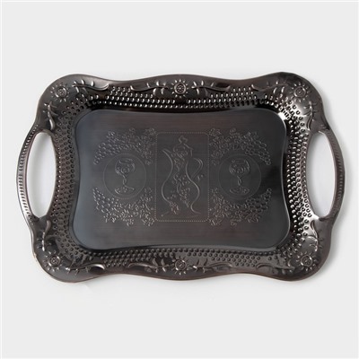 Поднос «Изобилие», 38×25×2.5 см, с ручками, нержавеющая сталь, цвет бронзовый