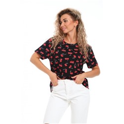 Футболка женская ФЖ077 (Черный/красный)