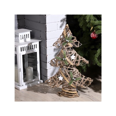 Светодиодная фигура «Ёлка» 38×55×13 см, металл, текстиль, батарейки ААх2 (не в комплекте), свечение тёплое белое