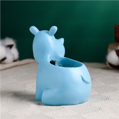 Декоративный горшок для цветов «Бегемотик», полистоун, 100 мл, 12×9×11 см, голубой