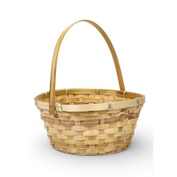 Корзина плетёная для хранения, 26×26×12 см, ручка h=18 см, бамбуковая, цвет натуральный