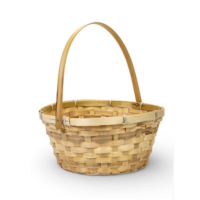 Корзина плетёная для хранения, 26×26×12 см, ручка h=18 см, бамбуковая, цвет натуральный