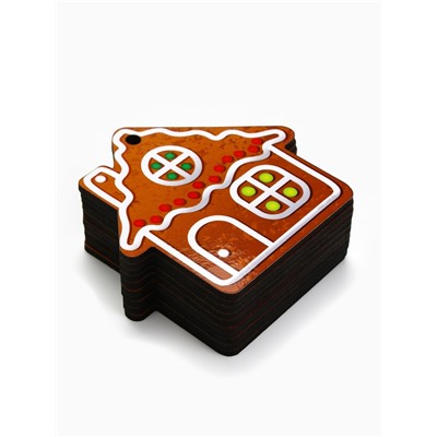 Ёлочная игрушка деревянная «Новый год: домик», набор 10 шт.