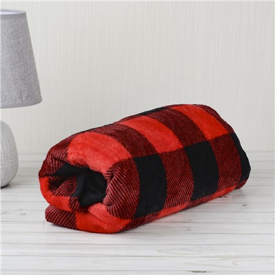 Плед флисовый 150х200 см Красный в клетку / GP611-3 /уп 20/100/ 696141 новогодний