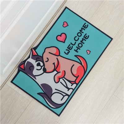 Коврик придверный Доляна «Любимцы», влаговпитывающий, без окантовки, 39×59 см