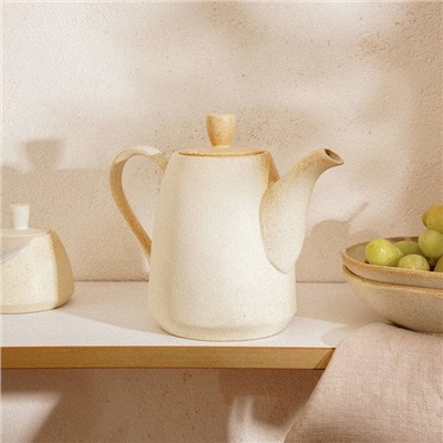 Заварочный чайник SL Home «Волны Сардинии», 1.3 л, 22.5×11×19 см, фарфор, бежевый