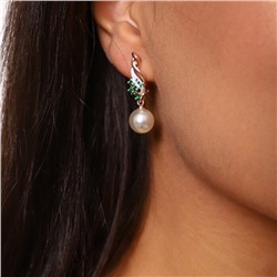 Серьги ювелирная бижутерия коллекция "Дубай" позолота, цвет камня: зеленый, арт.947.327