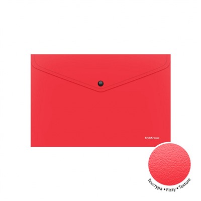 Папка с кнопкой  А4 140мкм 50175 Fizzy Classic непрозрачная красная ErichKrause